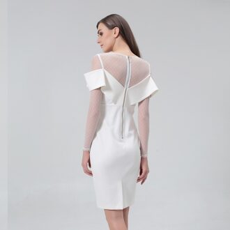 Bardot halslijn bodycon jurk in jersey en tule Wit