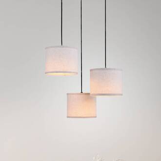 Bark hanglamp, 3-lamps, rondel houtdecor, crème