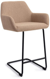 Barkruk 'Hiroo' Arch Black, kleur Whisper Wheat (zithoogte 66cm)