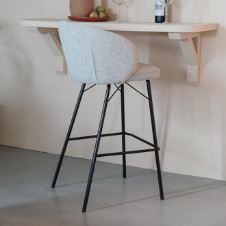 Barkruk 'Jacquelyne' Bouclé, kleur Beige (zithoogte 75cm)