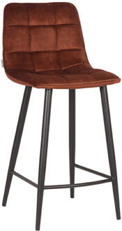 Barkruk Jelt - Rust Velours - Zwart Metaal Bruin