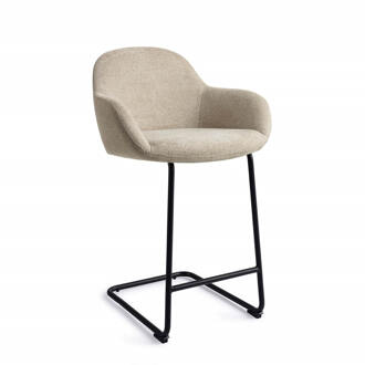 Barkruk 'Kushi' Arch Black, kleur Ivory Ivy (zithoogte 68cm)