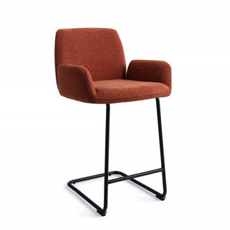 Barkruk 'Misaki' Arch Black, kleur Cosy Copper (zithoogte 66cm)