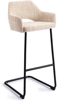 Barkruk 'Yanai' Arch Black, kleur Caramel Grid (zithoogte 75cm)