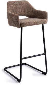 Barkruk 'Yanai' Arch Black, kleur Checked Chestnut (zithoogte 75cm)