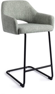 Barkruk 'Yanai' Arch Black, kleur Soft Sage (zithoogte 66cm)