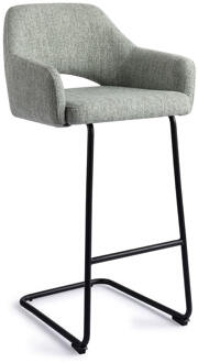 Barkruk 'Yanai' Arch Black, kleur Soft Sage (zithoogte 75cm)