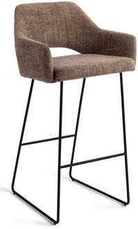 Barkruk 'Yanai' Slide Black, kleur Checked Chestnut (zithoogte 75cm)