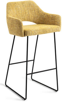 Barkruk 'Yanai' Slide Black, kleur Lemon Lines (zithoogte 75cm)