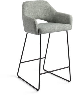 Barkruk 'Yanai' Slide Black, kleur Soft Sage (zithoogte 65cm)