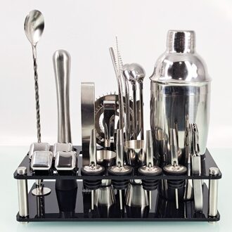 Barman Kit 23 Stuk Cocktail Shaker Set Van Roestvrij Staal Ijs Graan Acryl Stand Voor Gemengde Drankjes Martini Bar gereedschap 750ML