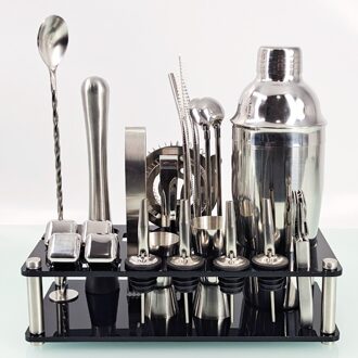 Barman Kit 23 Stuk Cocktail Shaker Set Van Roestvrij Staal Ijs Graan Acryl Stand Voor Gemengde Drankjes Martini Bar gereedschap 750ML
