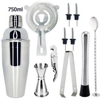 Barman Kit Met Stand Bar Set Cocktail Shaker Set Voor Drink Mengen-Bar Gereedschap Boston Shaker Beste Barman Kit voor Beginners 11stk 750ML