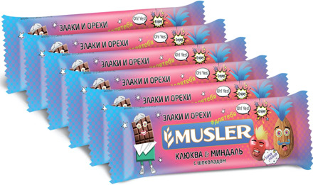 Bars Muesli Cranberry, Almond with chocolate, Musler 30g., (6 pcs)