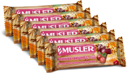 Bars Muesli Cranberry, cherry and honey, Musler 30g., (6 pcs)