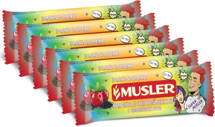 Bars muesli-cranberry, sesame with seeds Chia, Musler 30g., (6 pcs)