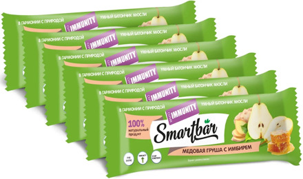 Bars muesli-honey pear with ginger, smartbar 40g., (6 pcs)