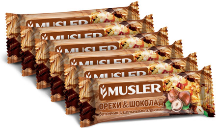 Bars muesli-nuts with chocolate, Musler 30g., (6 pcs)