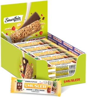 Bars muesli-pineapple, pecan nut with chocolate, Musler 30g., (25 PCs)