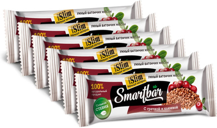 Bars Musley-with buckwheat and cranberry, smartbar slim 25g., (6 pcs)