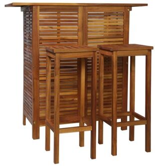 Barset Acaciahout - 110x50x105 cm - massief hout - 1 tafel en 2 stoelen Bruin
