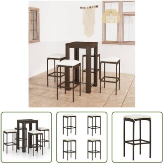 Barset - bruin PE-rattan - gepoedercoat staal - bartafel 60.5x60.5x110.5cm - stoel 38x38x76cm