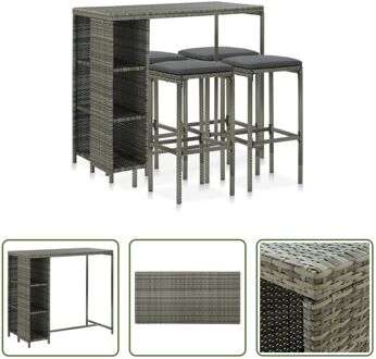 Barset Grijs - 120 x 60 x 110 cm - Poly rattan - Gepoedercoat staal - Weerbestendig