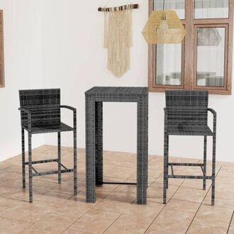 Barset - grijs - PE-rattan/staal - bartafel 60.5x60.5x110.5cm - stoel 52x56x118cm