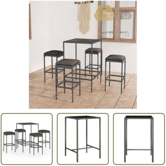 Barset - Grijs - Tafel- 70 x 70 x 110 cm (L x B x H) - Kruk- 38 x 38 x 76 cm (B x D x H) - PE-rattan