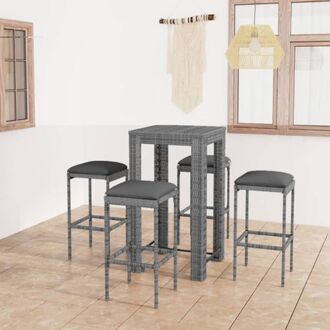 Barset - trendy - bartafel en barkrukken - Afmeting- tafel 60.5 x 60.5 x 110.5 cm - stoel 38 x 38 x Grijs