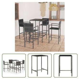 Barset Trendy Grijs - PE-rattan/staal - Tafel 70x70x110cm - Kruk 52x56x118cm - Montage vereist