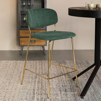 Barstoel 'Kolten' kleur Goud/Donkergroen (zithoogte 65cm)