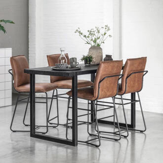 Bartafel 'Beam' Teakhout, 150 x 80cm, kleur Zwart - 90cm hoog