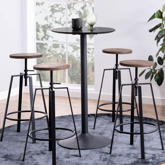 Bartafel Ivano - 105xØ60 Cm - Metaal/MDF - Zwart