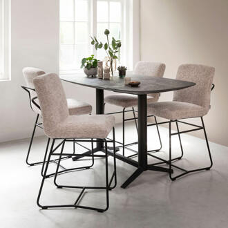 Bartafel 'Soho' Deens ovaal, Betonlook, 160 x 90cm - 160 x 90 cm