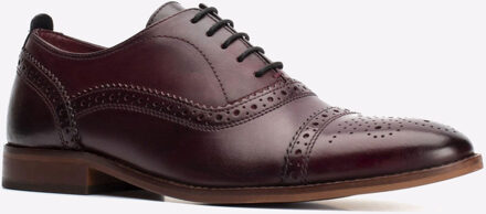 BASE LONDON Cast Washed Leren Herenschoenen In Donkerrood Met Brogue-Details Bourgogne - EU 42 / UK 8