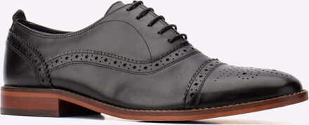 BASE LONDON Cast Waxy Leren Heren Zwarte Brogues Schoenen - EU 47.5 / UK 12