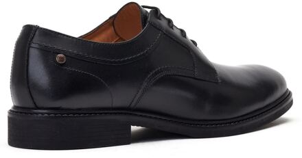 BASE LONDON Drake Waxy Leren Zwarte Derby Schoenen voor Heren