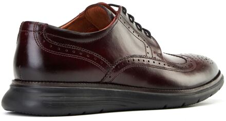 BASE LONDON Flight 25 Heren Brogues Schoenen Van Leer In Bordeauxkleur Wijnrood - EU 43 / UK 9