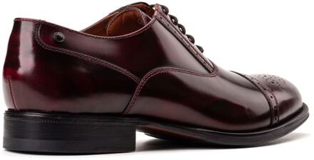 BASE LONDON Franklin Leren Heren Bordo Oxford Schoenen - maat Wijnrood