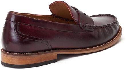 BASE LONDON Garfield Leder Heren Bordo Loafers Wijnrood - EU 43 / UK 9