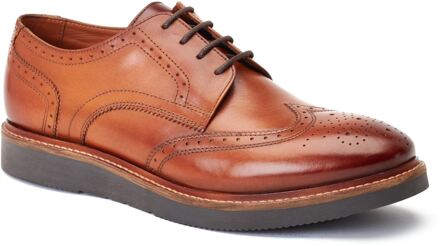 BASE LONDON Joe Leren Heren Burnt Tan Brogue Schoenen Bruin - EU 43 / UK 9