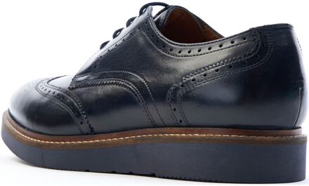 BASE LONDON Joe Leren Heren Marineblauwe Brogues Schoenen Navy - EU 43 / UK 9
