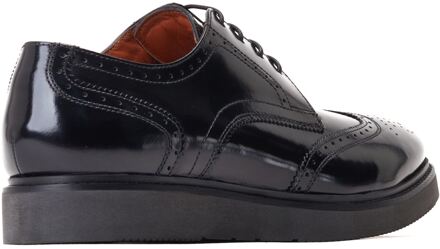 BASE LONDON Joe Leren Heren Zwarte Brogues Schoenen