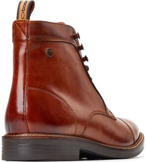 BASE LONDON Plymouth Leren Heren Enkellaarsjes in Verbrande Tan Bruin - EU 39/ UK 6