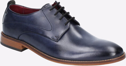 BASE LONDON Script Washed Leren Herenschoenen In Marineblauwe Oxford-Stijl Navy - EU 44.5 / UK 10