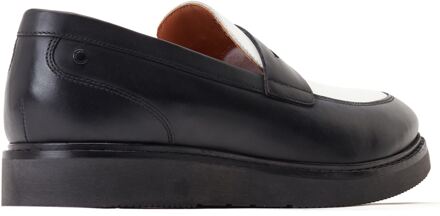 BASE LONDON Sid Leren Herenpantoffels Zwart/Wit - maat