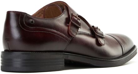 BASE LONDON Taper Lederen Mannen Bordo Dubbele Monk Schoenen Wijnrood - EU 43 / UK 9