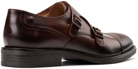 BASE LONDON Taper Leren Heren Bruine Dubbele Monk Schoenen - EU 47.5 / UK 12
