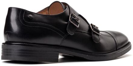 BASE LONDON Taper Leren Zwarte Dubbele Monk Schoenen voor Mannen - EU 43 / UK 9